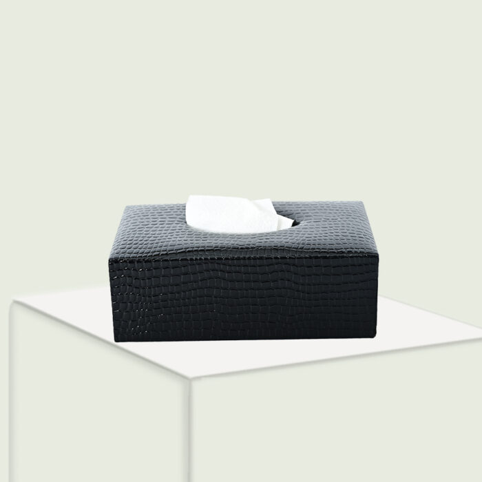 Black Crocodile Tissue Box