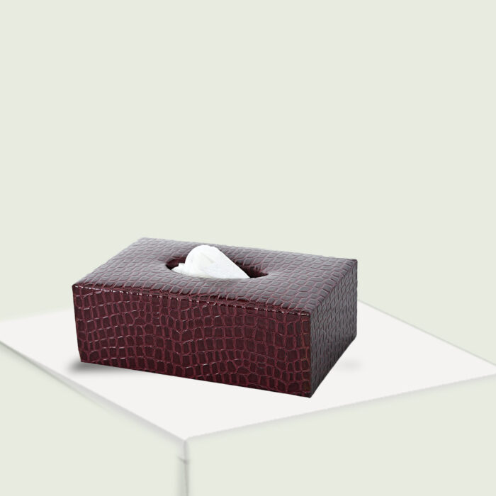 Maroon Crocodile Tissue Box